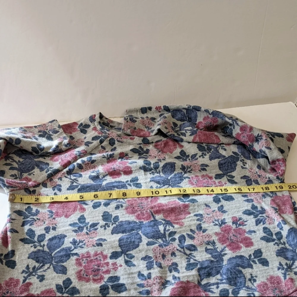 Loft Sweatshirt Pink Gray Blue Floral Long Sleeves